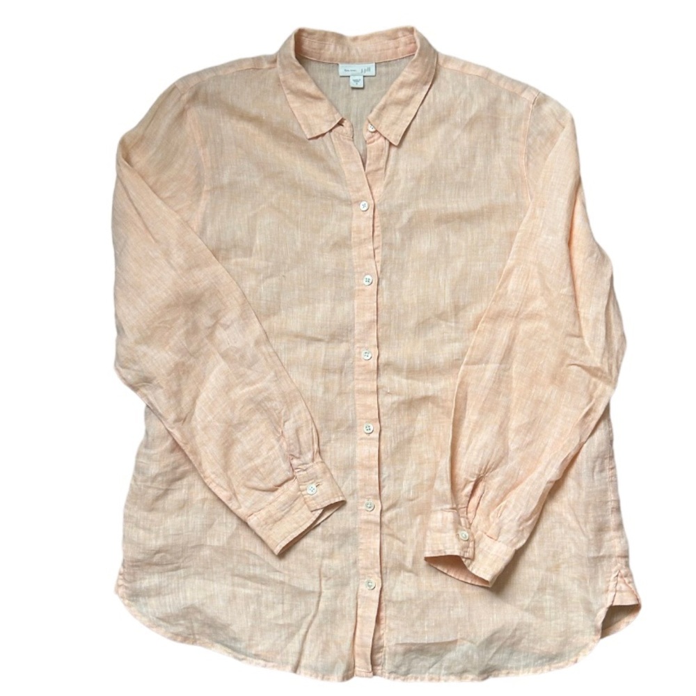 J. Jill Love Linen Essential Pink Long Sleeve Shirt Button Up Top Size Medium